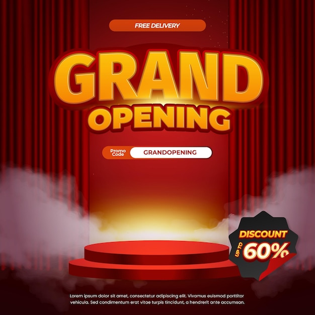 Grandes ofertas de venda de abertura Efeito de texto editável Cortina vermelha de gradiente vermelho profundo Banner de vitrine