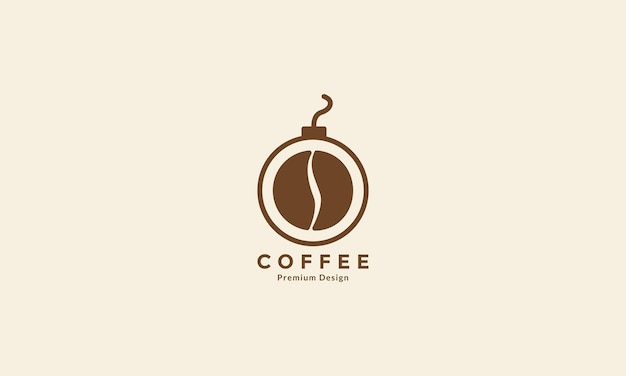 Grão de café com ilustração de design gráfico de símbolo de ícone de vetor de logotipo de boom