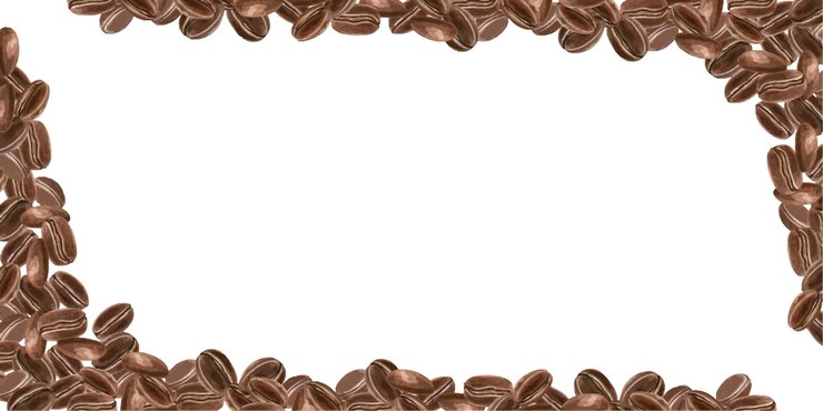 Vetor grãos de café torrados escuros disposição densa de grãos quadro horizontal com ingrediente aromático para bebida popular espaço vazio para o seu texto ilustração em aquarela para o logotipo do rótulo da embalagem