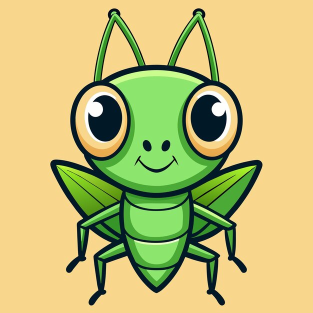 Vetor grasshopper entomologia inseto desenhado à mão mascote personagem de desenho animado adesivo ícone conceito isolado