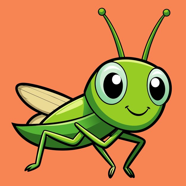 Grasshopper entomologia inseto desenhado à mão mascote personagem de desenho animado adesivo ícone conceito isolado