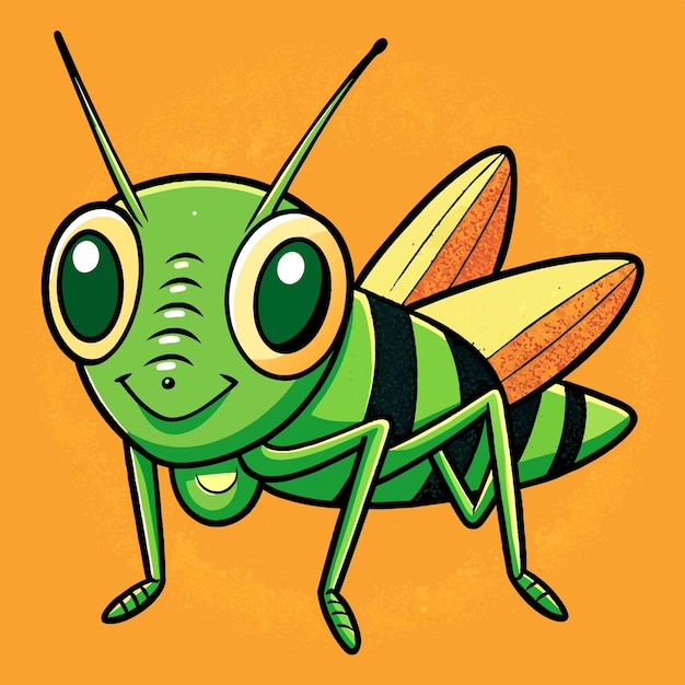 Vetor grasshopper entomologia inseto desenhado à mão mascote personagem de desenho animado adesivo ícone conceito isolado