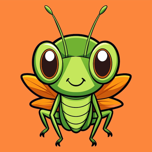 Vetor grasshopper entomologia inseto desenhado à mão mascote personagem de desenho animado adesivo ícone conceito isolado