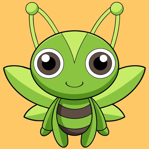 Vetor grasshopper entomologia inseto desenhado à mão mascote personagem de desenho animado adesivo ícone conceito isolado