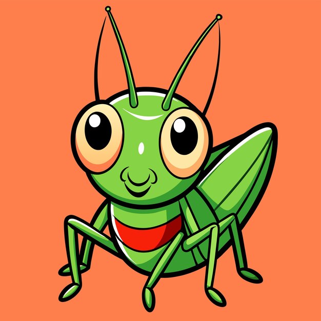 Vetor grasshopper entomologia inseto desenhado à mão mascote personagem de desenho animado adesivo ícone conceito isolado