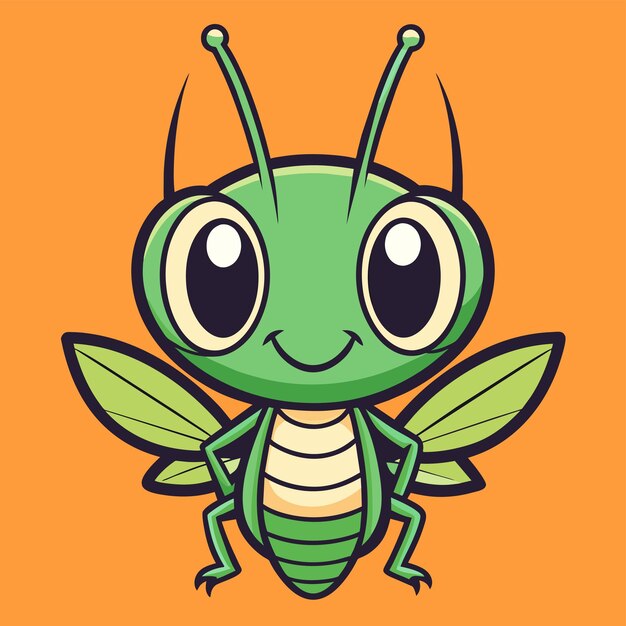 Vetor grasshopper entomologia inseto desenhado à mão mascote personagem de desenho animado adesivo ícone conceito isolado