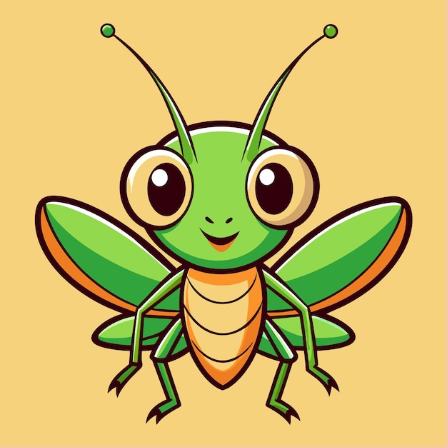 Grasshopper entomologia inseto desenhado à mão mascote personagem de desenho animado adesivo ícone conceito isolado