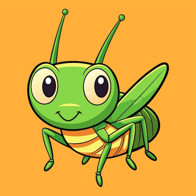 Grasshopper entomologia inseto desenhado à mão mascote personagem de desenho animado adesivo ícone conceito isolado