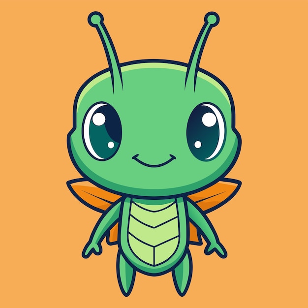 Vetor grasshopper entomologia inseto desenhado à mão mascote personagem de desenho animado adesivo ícone conceito isolado