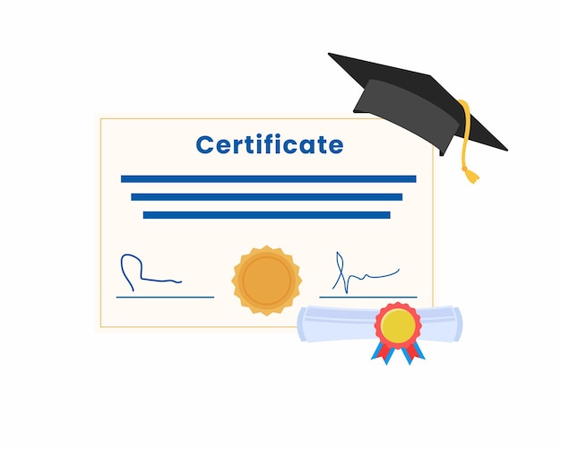 Vetor grau de certificado de faculdade universitária achievement prêmio concessão de diploma conceitos de educação