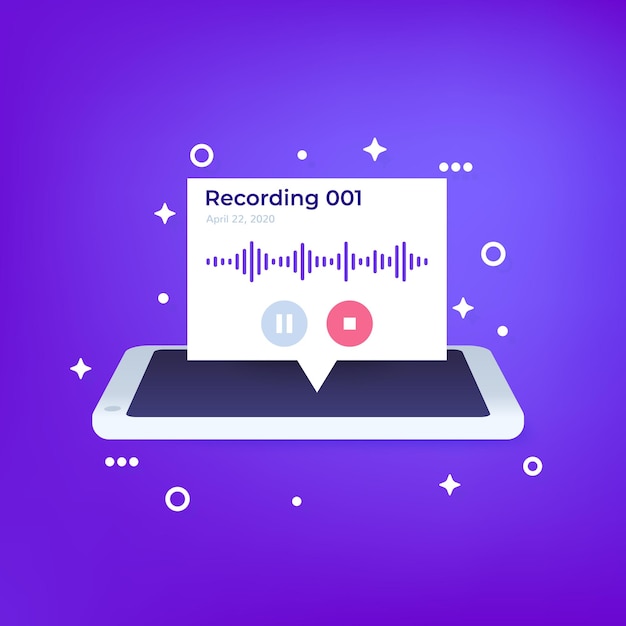 Vetor gravação de áudio no telefone, design