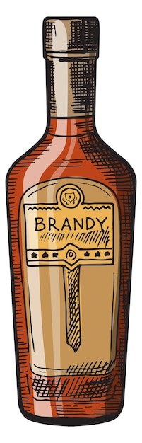 Gravação de garrafa de conhaque Bebida alcoólica de sabor escuro