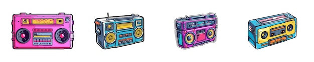 Vetor gravador de cassete de desenhos animados icon boombox ilustração vetorial