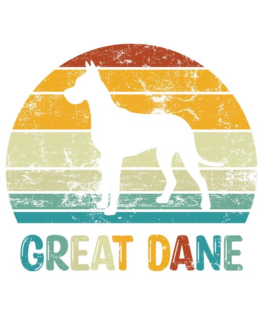 Great dane retro vintage sunset tshirt design modelo great dane a bordo da janela do carro