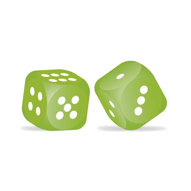 Green dices no fundo branco