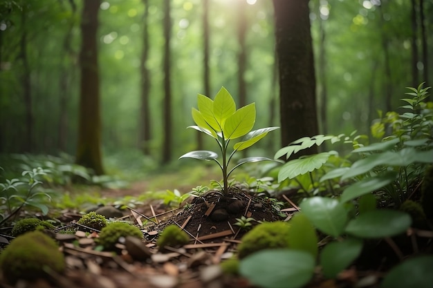 Vetor green life crescimento de plantas jardinagem sustentável e sustentabilidade ambiental na floresta