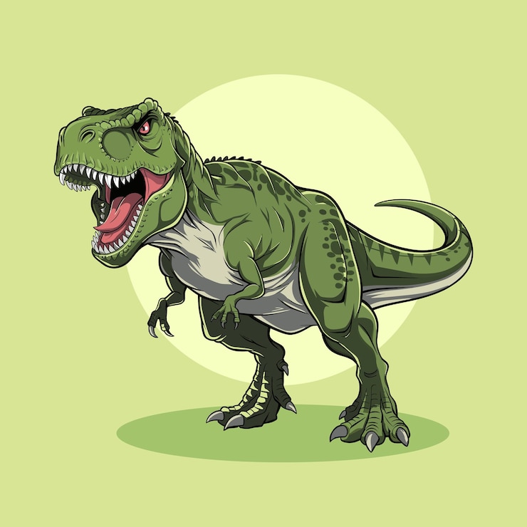 Vetor green tyranosaurus rex rugir pose desenho animado ilustração