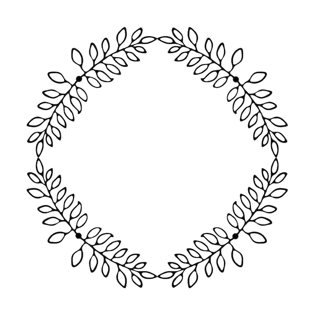Grinalda de linha fina desenhada à mão com folhas e galhos