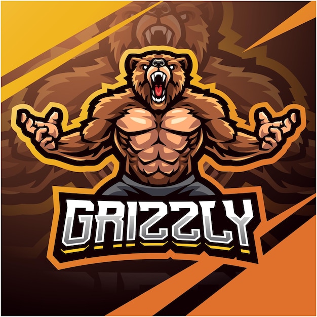 Grizzly esport mascot logo design