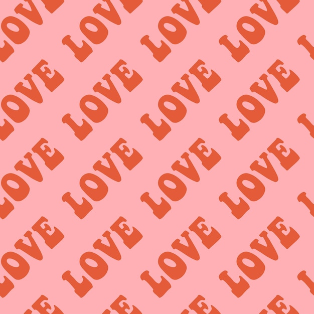 Groovy fundos adoráveis Conceito de amor Cartão feliz do dia dos namorados Cores rosa e vermelhas