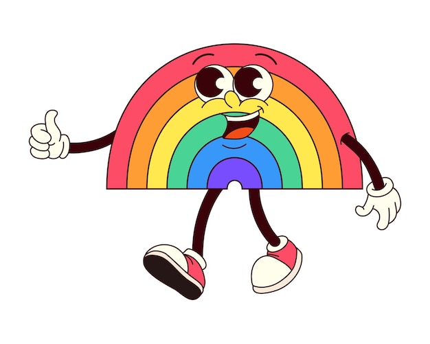 Groovy Rainbow Character Um brincalhão de cores
