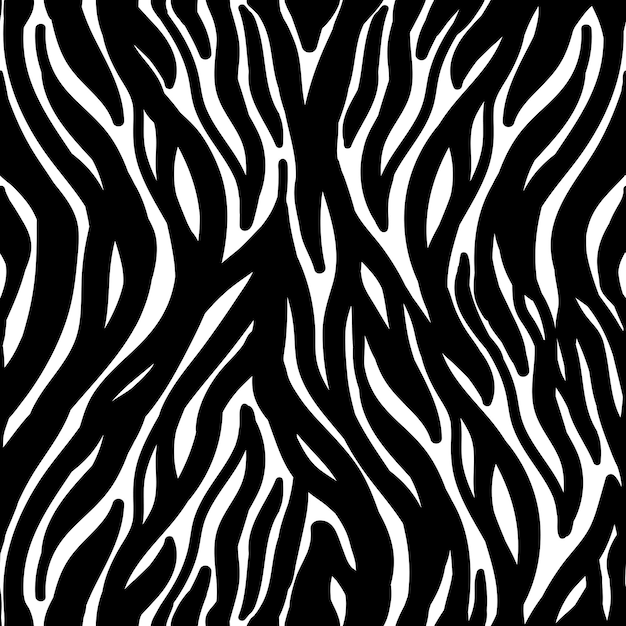 Grunge pele de zebra preta e branca padrão sem costura