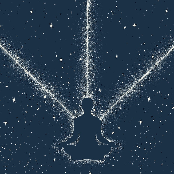 Vetor grunge raio de meditação do corpo espaço escuro