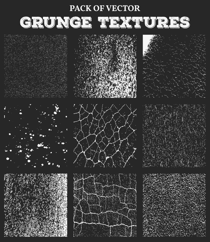 Vetor grunge sujo quadros abstratos texturas fundo definido