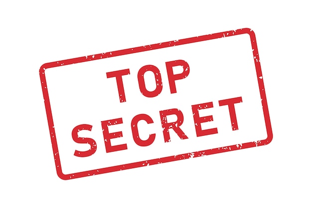 Grunge top secret palavra carimbo de borracha top secret conjunto de adesivos vermelhos grunge vintage rótulo quadrado ilustração vetorial isolado no fundo branco