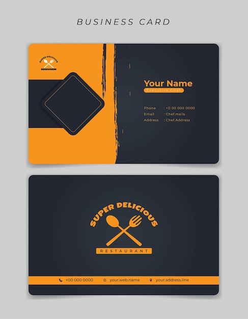 Grunge Yellow em design de cartão de identificação preto Design de cartão de identificação de restaurante