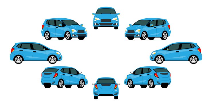 Grupo de carros azuis