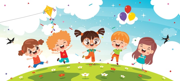 Grupo de Crianças Felizes de Cartoons