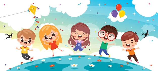 Grupo de Crianças Felizes de Cartoons