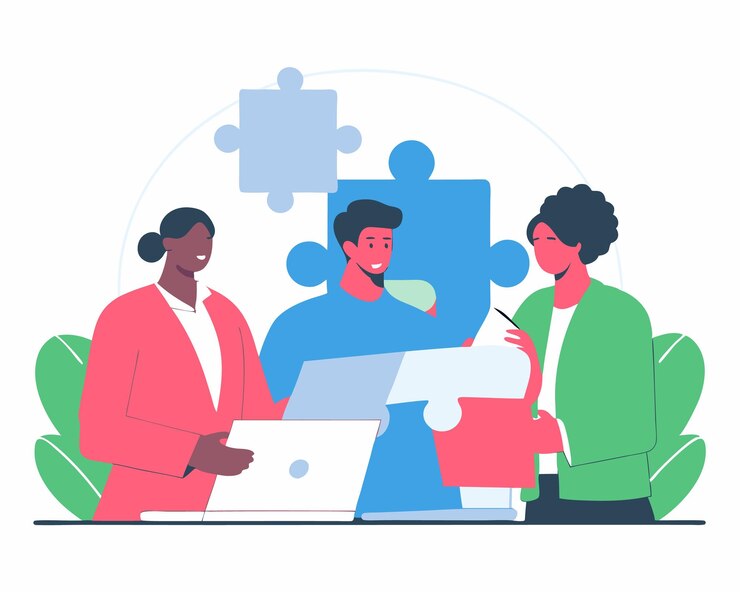 Vetor grupo de empresários com ilustração de trabalho em equipa do portfólio
