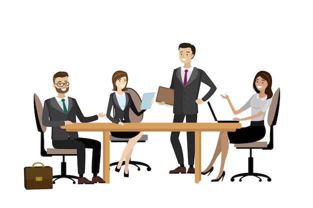 Grupo de empresários e empresárias de trabalhadores isolados em brainstorming de equipe de negócios brancos