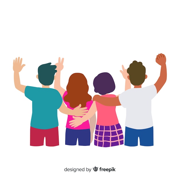 Grupo de jovens abraçando juntos
