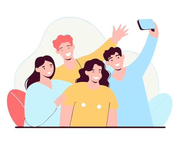 Grupo de jovens posando para uma ilustração fotográfica