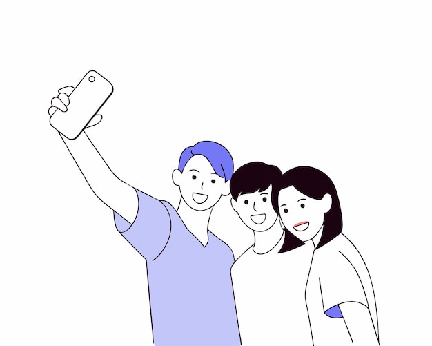 Grupo de jovens posando para uma ilustração fotográfica