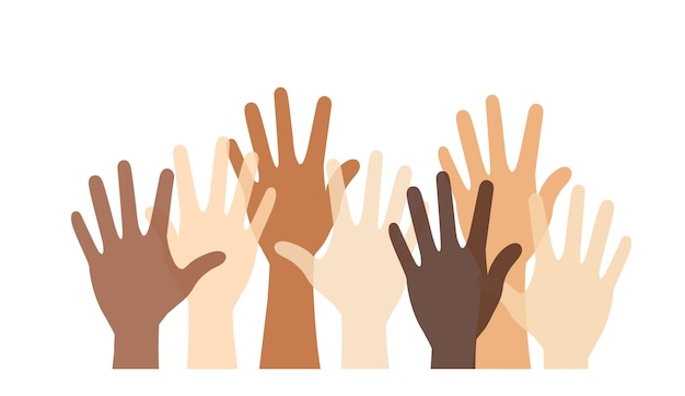 Grupo de mãos multiétnicas diversas