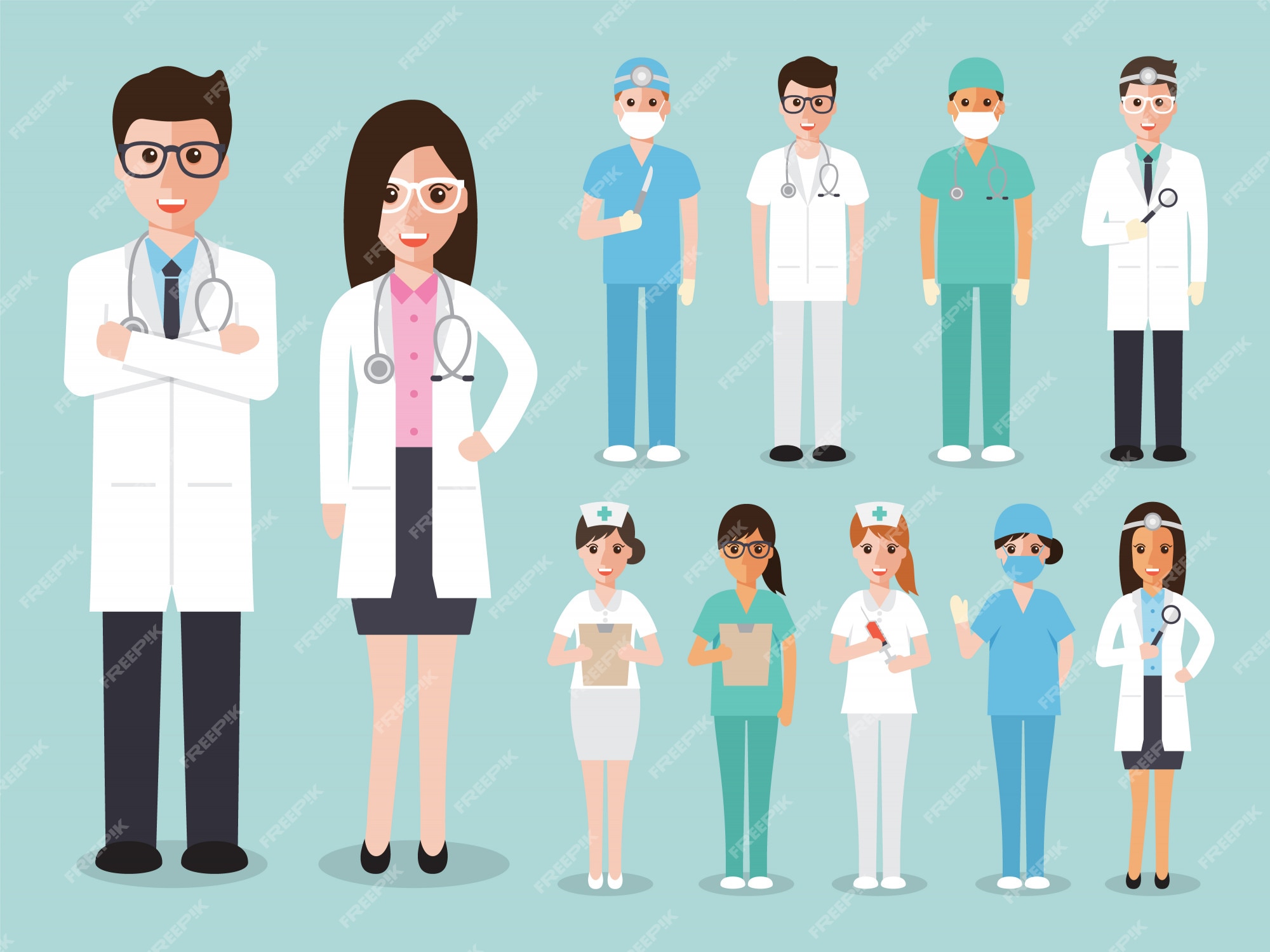 Grupo de médicos e enfermeiros e equipe , Premium Vector #Freepik #vector #pessoas