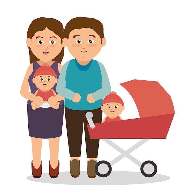 grupo de membros da família personagens ilustração vetorial design