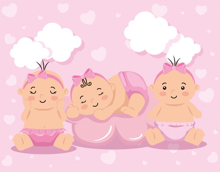Vetor grupo de menina bonitinha bebês