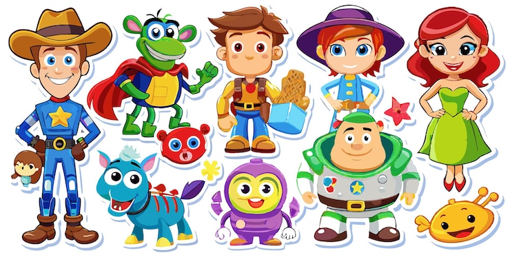 Vetor grupo de personagens de desenhos animados coloridos