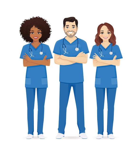 Grupo de personagens de enfermeira ilustração vetorial isolada de equipe médica