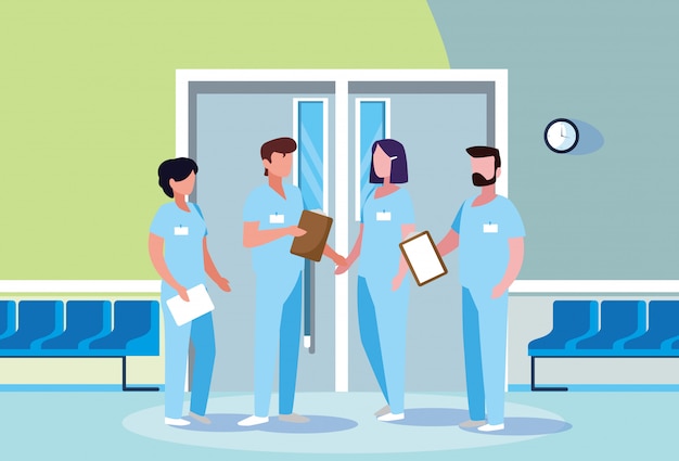 Grupo de profissionais médicos no hospital