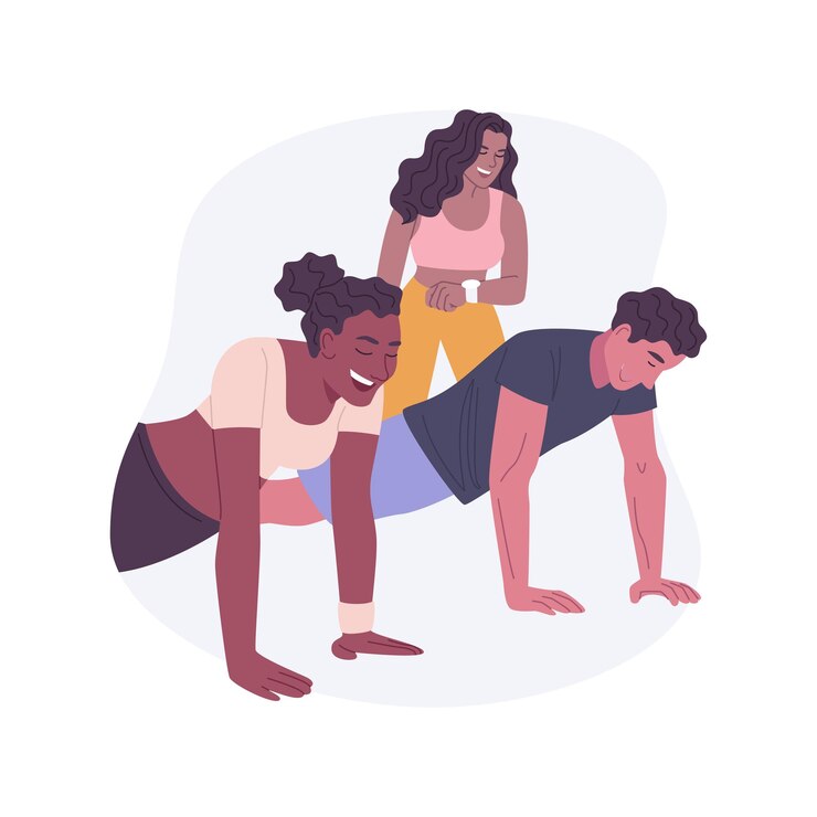 Vetor grupo de treinamento isolado ilustrações vetoriais de desenhos animados