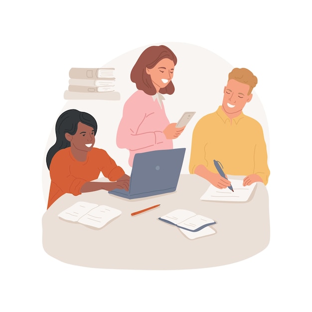 Grupo de tutoria de pares isolado ilustração vetorial de desenho animado