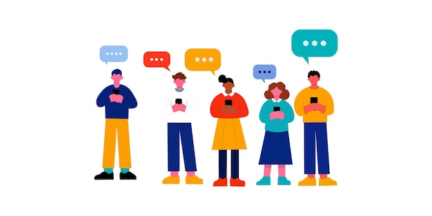Grupo diversificado envolvido na comunicação digital