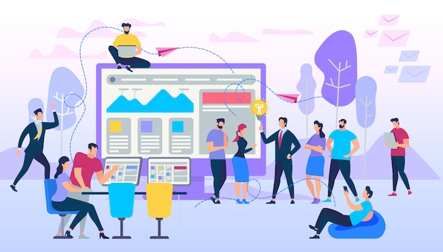 Grupo Freelance Trabalhando Juntos por Gadgets