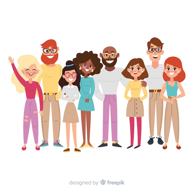 Vetor grupo multirracial de pessoas ilustrado